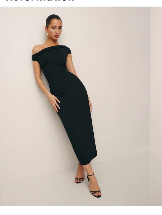 Reformation Dresses & Skirts - Reformation Jamen One-Shoulder Black Midi Knit Dress